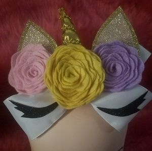Handmade unicorn hair bow clip